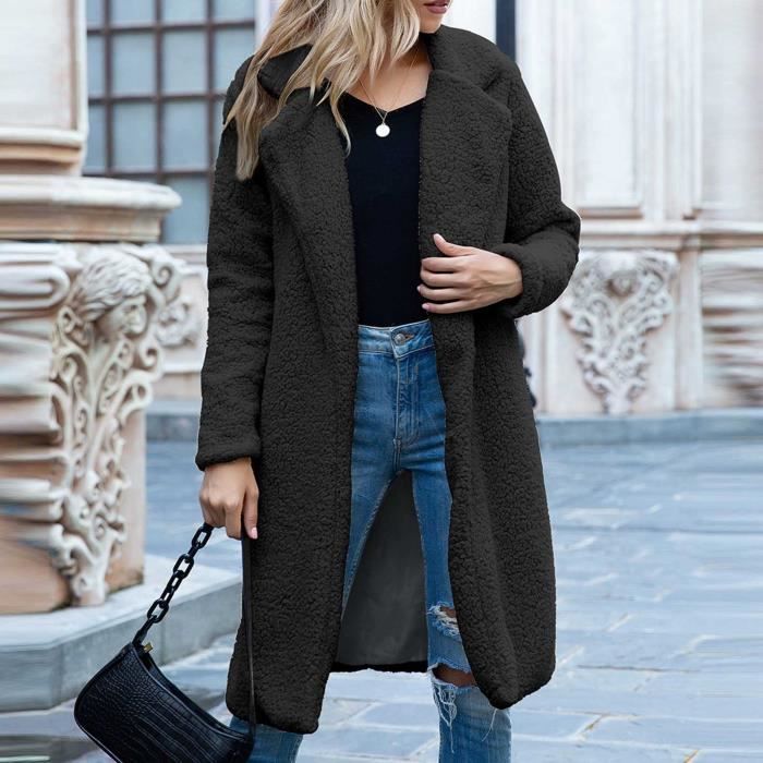 Manteau femme Manteau long d'hiver pour femme Noir