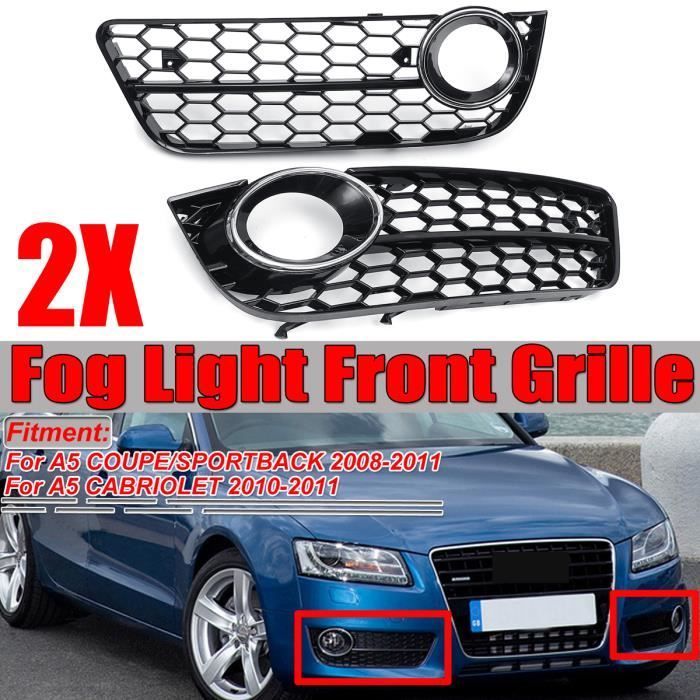 NEUFU Grille Lampe Antibrouillard Avant pour Audi A5 Coupe Sportback 08-11 Cabriolet 10-11 Argent