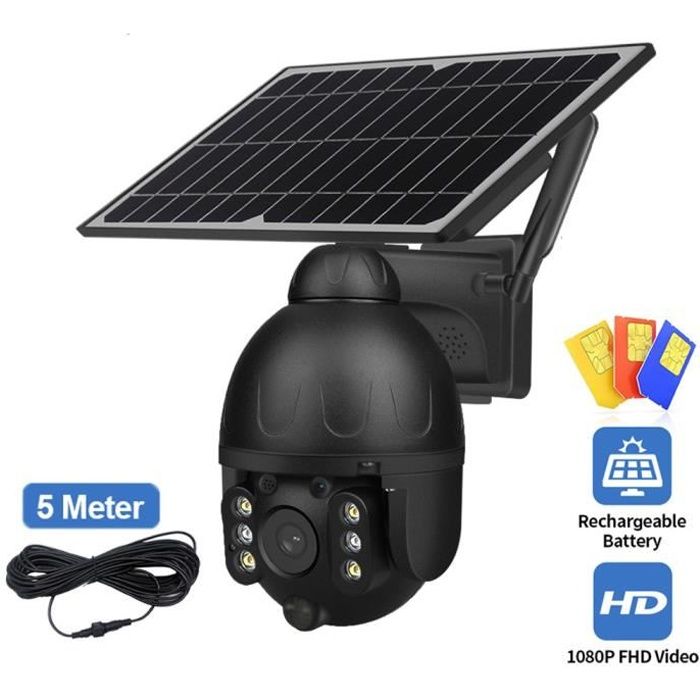 solaire PTZ caméra extérieure WIFI SIM 2MP détachable 9W panneau solaire batterie Cam détection de mouvement moniteur de sécurité in