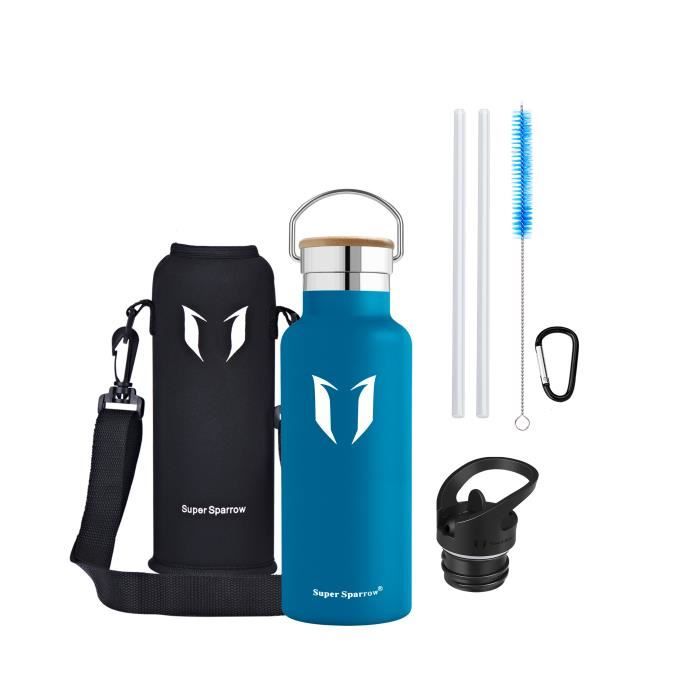 Super Sparrow Bouteille isotherme d'eau en Acier Inoxydable, 500ml, Bleu Foncé