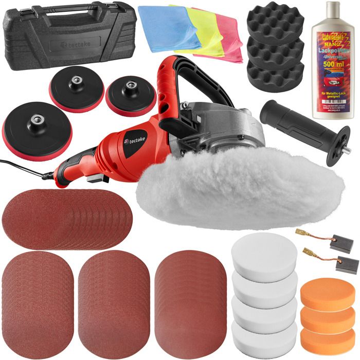 TECTAKE Polisseuse Rotative de 0 à 3000 tours par minute et Set de 13 Accessoires