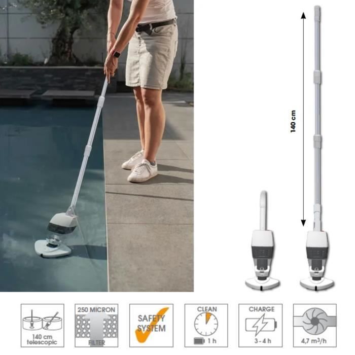 Infinite Spa Nettoyeur de piscine et spa à fonctionnement sur batterie