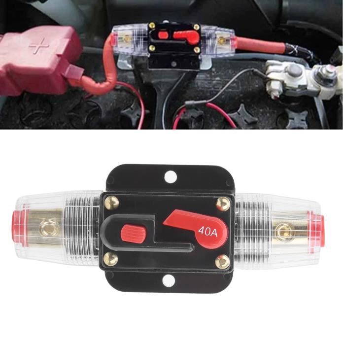 Fusible de réinitialisation du disjoncteur (40A) Porte-fusible 12V DC Fusible inverseur de commutateur stéréo ABI29