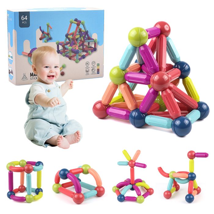 Ensemble de blocs magnétiques - Jouets éducatifs de blocs de