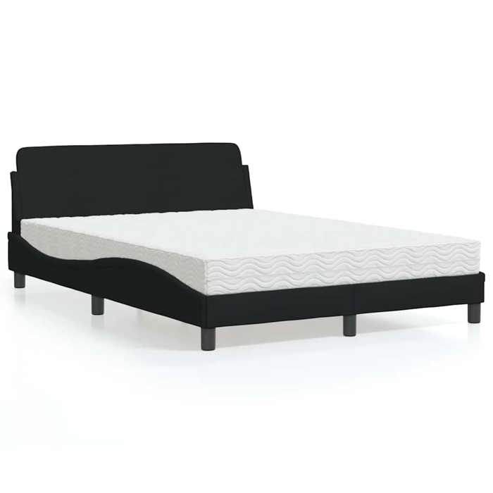 vidaXL Lit avec matelas Dover noir 140x190 cm tissu 3208386
