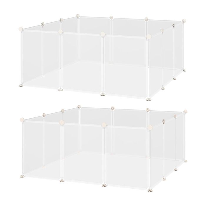 Enclos parc modulable pour petits animaux PawHut 24 panneaux pour lapin, hamster, chiot, cochon 105 x 105 x 45 cm blanc