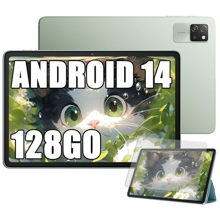 Blackview Tab 60 WiFi Tablette Tactile 10.1 HD+ IPS Android 14 WiFi 6Bluetooth 5.312Go+128Go/SD 1 To 5100mAh WPS Mode PC – Vert