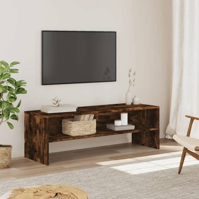 vidaXL Meuble TV chêne fumé 120x40x40 cm bois dingénierie support TV buffet TV meuble multimédia banc TV armoire hifi 835564
