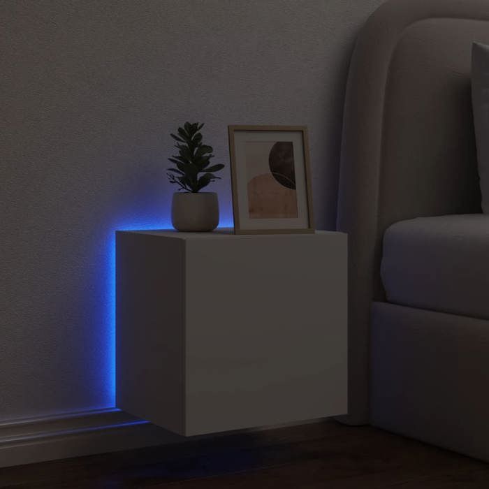 XINWO Meuble TV，Armoire TV Banc TV - mural avec lumières LED - blanc 40 5x35x40 cm @137