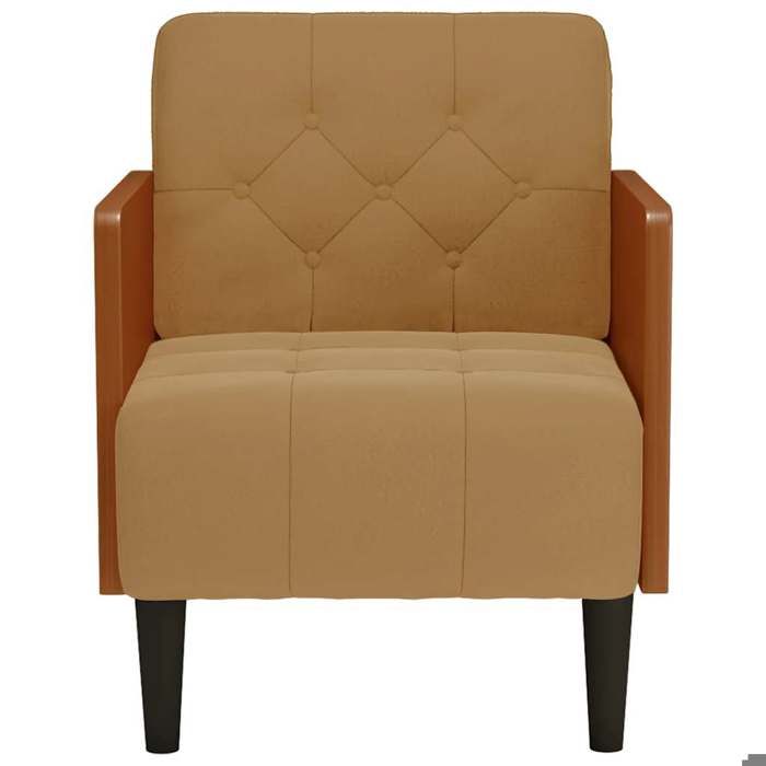 CLARENCE® Fauteuil simple - Chaise-Canapé - pour salon/chambre/bureau - avec accoudoirs marron 55 cm velours LV5196