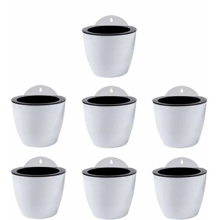 Lot de 7 Jardinières Suspendues Autonomes - Pot Murale Intérieur/Extérieur - 18x16x12.5 cm