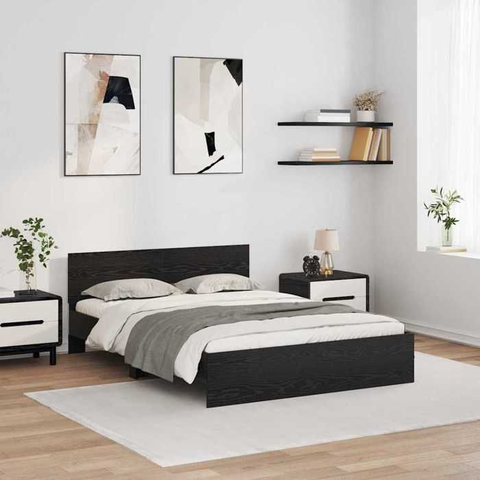 vidaXL Cadre de lit Chêne noir 120 x 190 cm Bois dingénierie 3403594