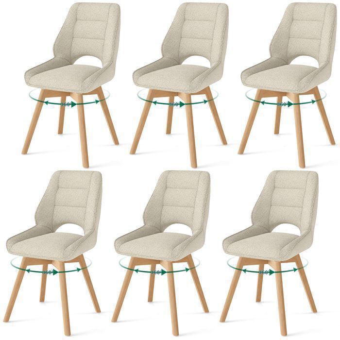 WAFTING Lot de 6 Chaises de Salle à Manger Pivotante Chaise de Cuisine Scandinave Pieds en bois massif Kaki