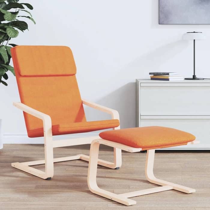 Promo 2026Petit fauteuil/chaise de salon - SOLOMON - Repose-pied Jaune foncé 51x41x40 cm Tissu - S2616921
