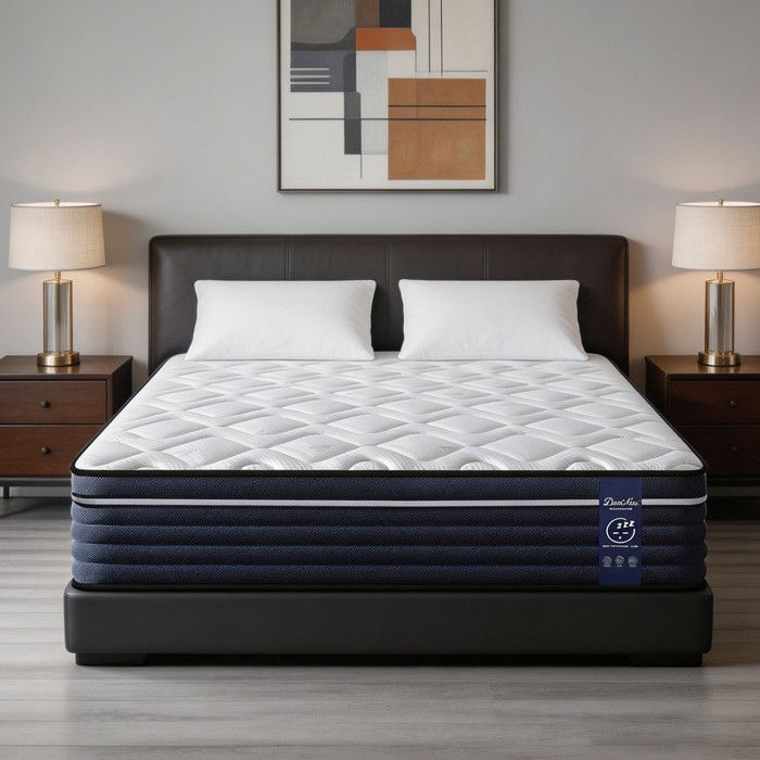 Matelas 140x200 cm Ep 28 cm fermeté moyenne Matelas hybride à mémoire de forme 7 zones de confort en Ressort-indépendant adaptative
