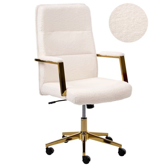 Fauteuil de bureau DEMURE Bouclé Blanc cassé