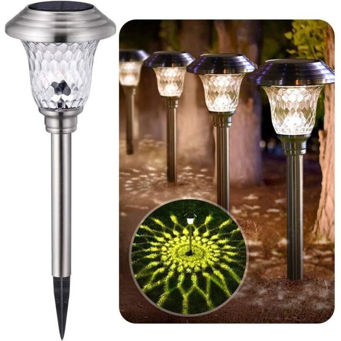 Ensemble de 4 lampes solaires de jardin éclairage solaire blanc chaud