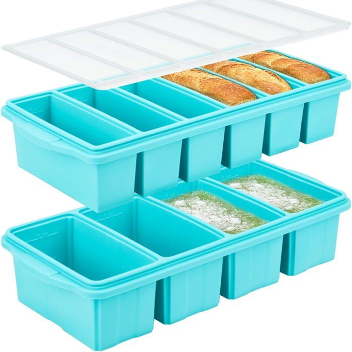 Bac À Congélation Silicone Avec Couvercle Étanche Modèle Portions 125/250 Ml Moule Soupe Bouillon Réutilisable