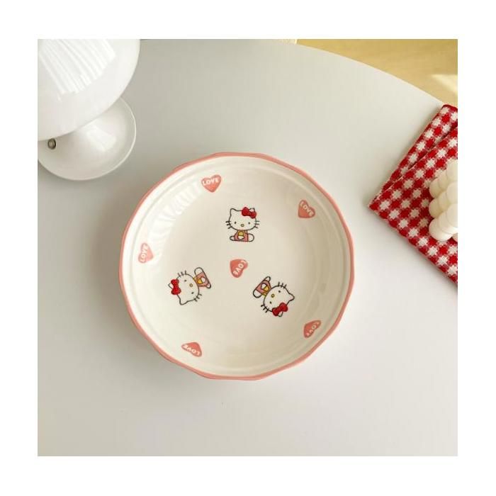 Assiette plate ronde en céramique Hello Kitty vaisselle de table