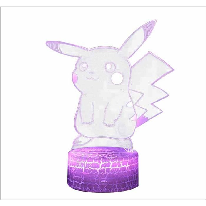 3d pikachu - Aueq - lampe pokemon go veilleuse led usb recharge 7 couleurs télécommande touch chambre décoration lampe de table en
