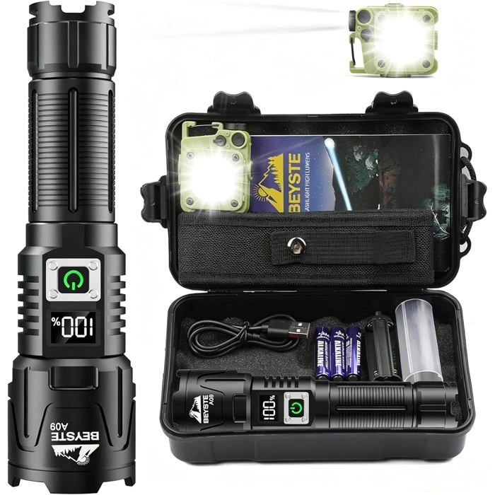 Lampe torche LED rechargeable 1000000 lumens haute luminosité XHQ99.2 longue portée camping randonnée urgence