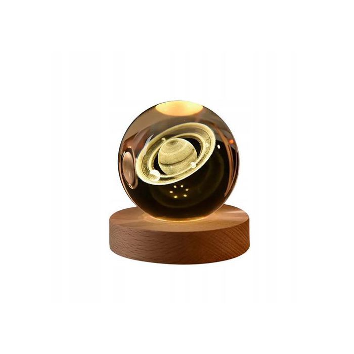 BOULE DE VERRE Lampe de chevet 3D 6 cm Alimentation USB pour CHAMBRE DENFANT Planète EL216-C