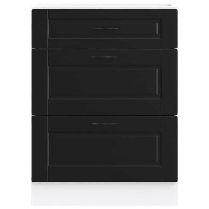Noir Cabinet cuisine CHIC Meuble bas de cuisine - (1 PC) - « Porto » en bois dingénierie noir 60x46x81.5 cm N7241