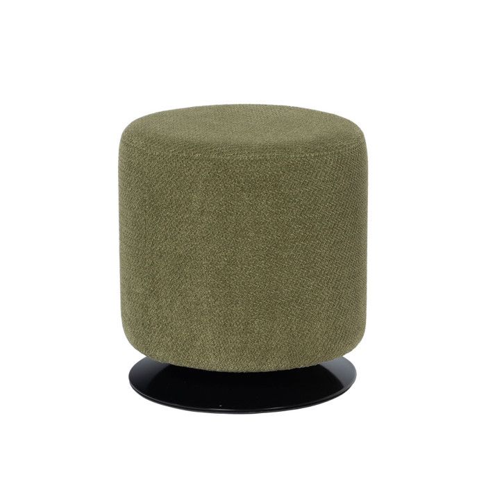 Pouf Twisty D 39 cm blanc en tissu et pied noir - Amadeus