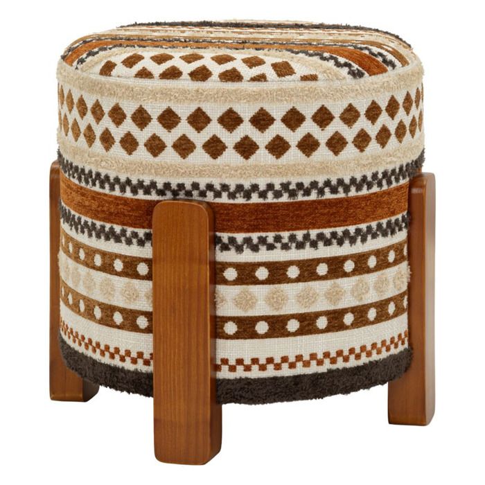 Pouf ethnique avec motif dans les tons marron et beige - Réf. VK8681847476665