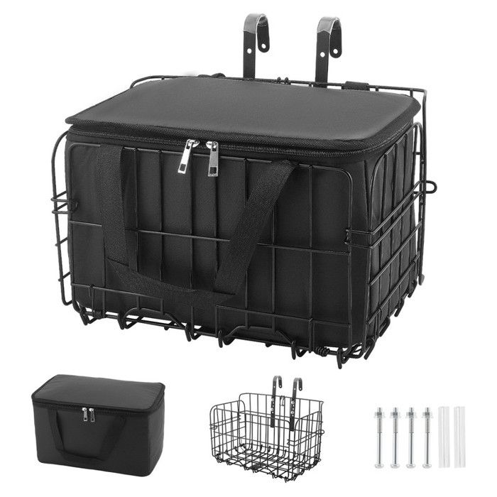 Panier de vélo avant pliable en métal avec sac de transport imperméable amovible grand panier de guidon de vélo ne rouille pas