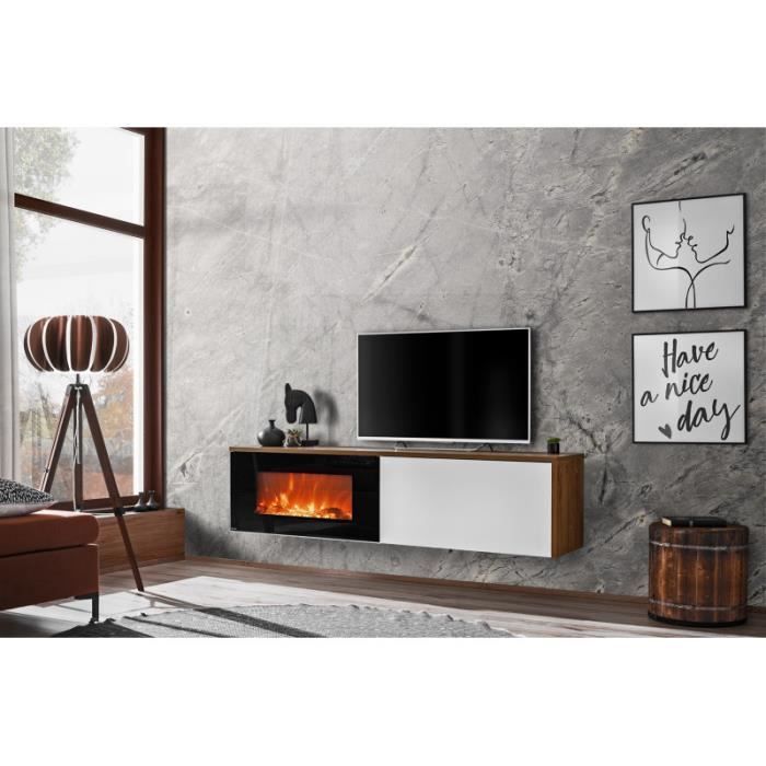 Meubles TV - Ensemble de 2 meubles muraux Dallas + cheminée