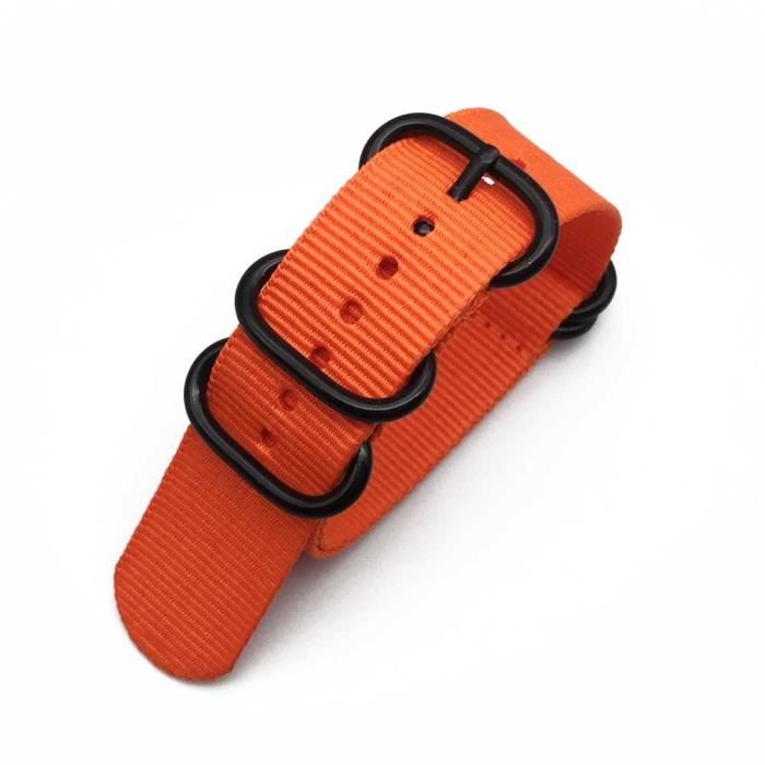 Bracelet montre Nylon Elastique avec clip Gris et orange