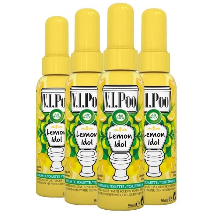 Air Wick Desodorisant WC Spray V.I.Poo Anti Odeur Parfum Lemon Idol 55 ml, Lot de 4