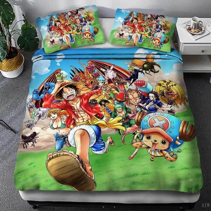 Parure De Lit 3 Pieces One Piece Avec Housse De Couette One Piece 200 X 200 Cm Manga 2 Personne Avec 2 Taies D Oreiller Achat Vente Housse De Tete De