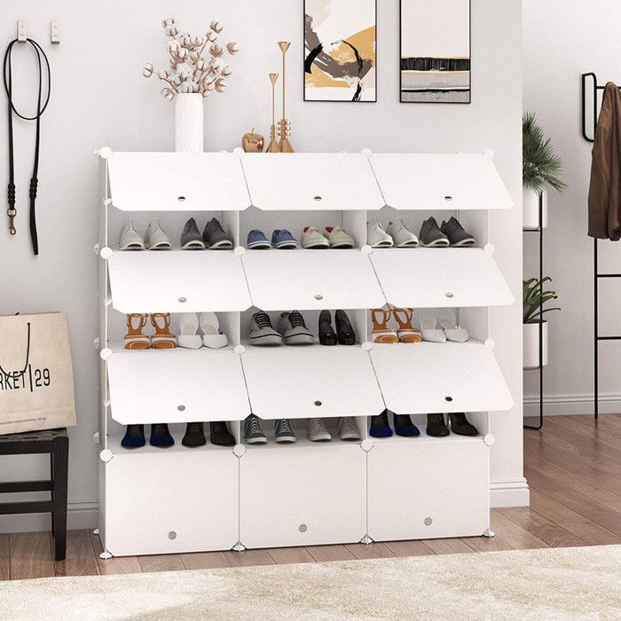 Meuble à Chaussures - ALIGHTUP - 12 cubes - Blanc Meuble à Chaussures - ALIGHTUP - 12 cubes - Blanc