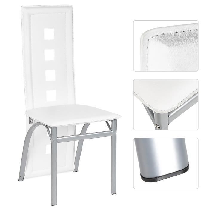 she chaise blanc (lot de 2) chaise de salle à manger avec 6 trous - contemporain