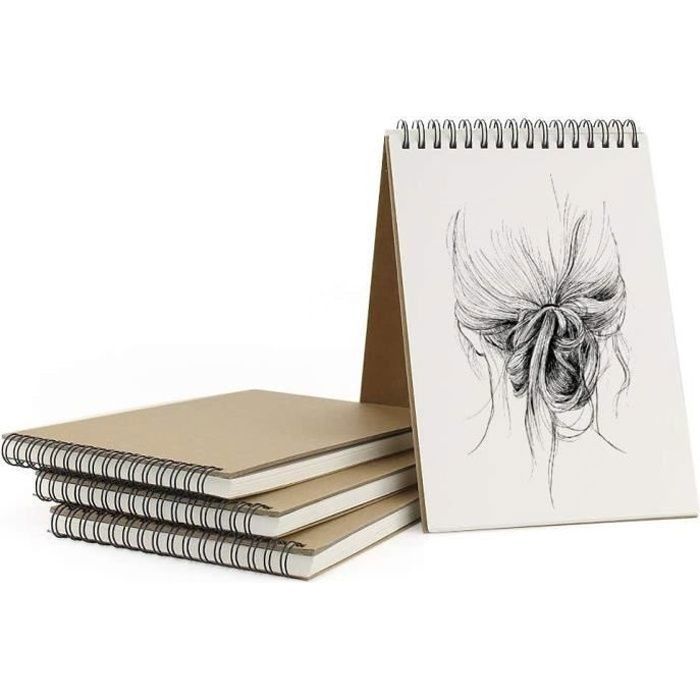 Croquis dessin Pad Livre Blanc Papier Cartouche A5 Draw ART spirale 135 gsm 