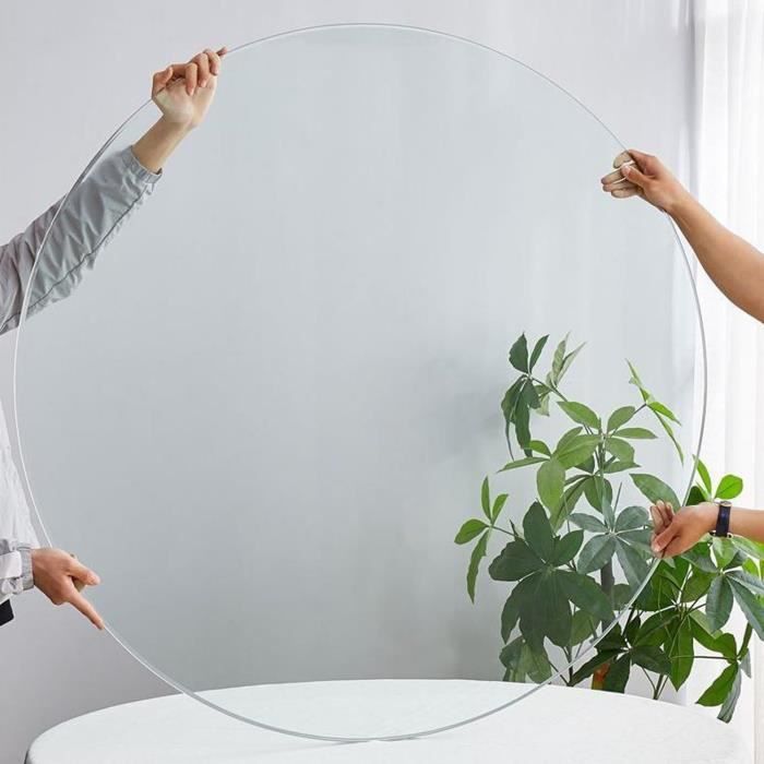 Plateau De Table En Verre Trempé Rond - Diamètre 56 Cm - Épaisseur 8 Mm - Transparent - Avec Pieds Antidérapants - 6