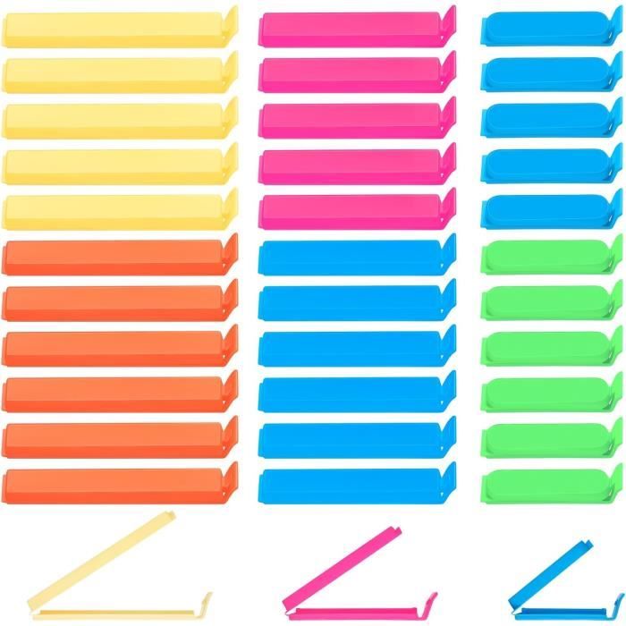 Clips De Fermeture Plastique – Lot De 36 Pinces (6 à 14 Cm), Pour Sachets Alimentaires, Rangement, Voyages