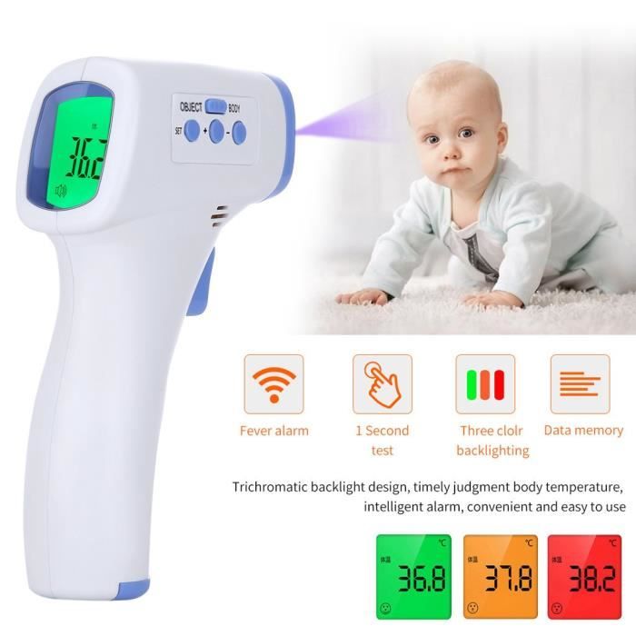 Thermomètre Infrarouge Sans Contact - Frontal Numérique Bébé/Adulte Avec Alarme Fièvre Et 50 Mémoires