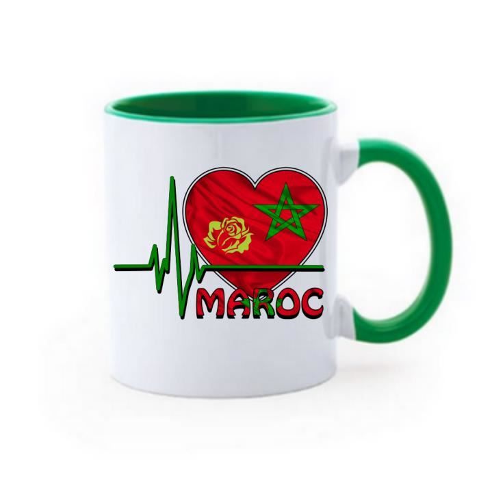 MUG BICOLOR PERSONNALISÉ "CŒUR DU MAROC" CHOPE MUG VERT ET BLANC