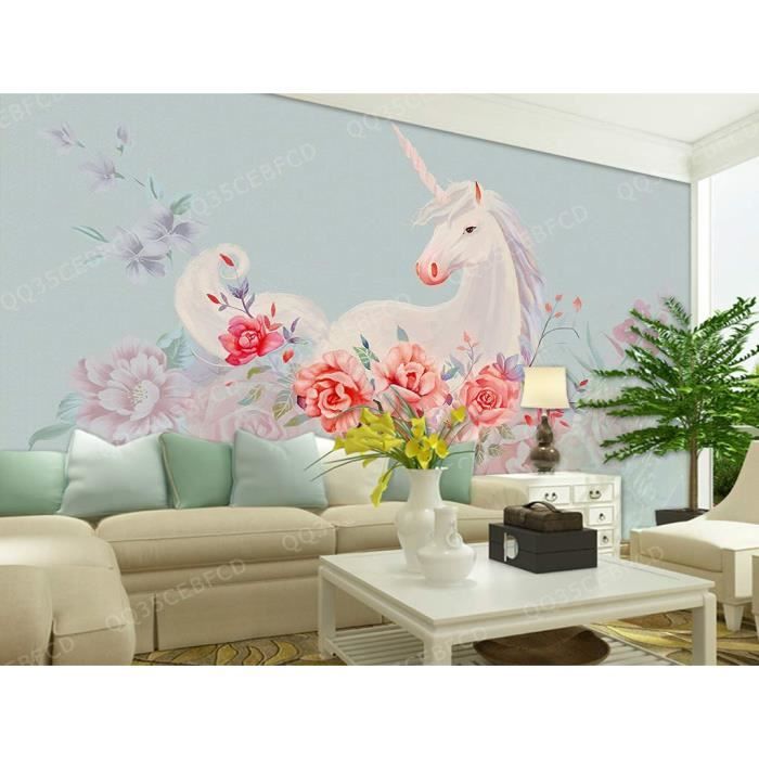 3d Fleur Licorne Wg970 Fond D Ecran Mur Peintures Murales Amovible Murale Auto Adhesif 82 X58 208x146cm Wxh Achat Vente Papier Peint 3d Fleur Licorne Wg970 Fond Cdiscount
