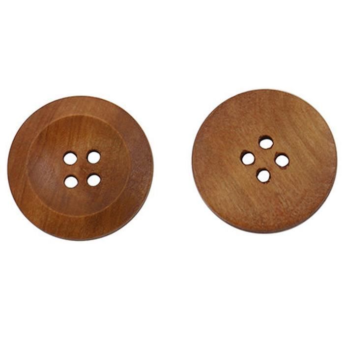 100 Boutons Ronds En Bois Naturel - 13mm Ou 15mm - 2 Trous - Pour Couture & Loisirs Créatifs
