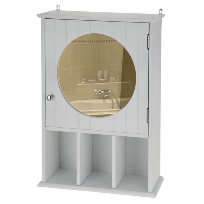Armoire de toilette en bois avec miroir. Avec 2 étagères. Cdiscount