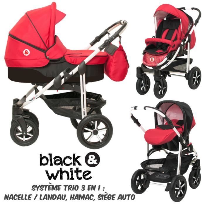 Poussette trio rouge et noir Clearance