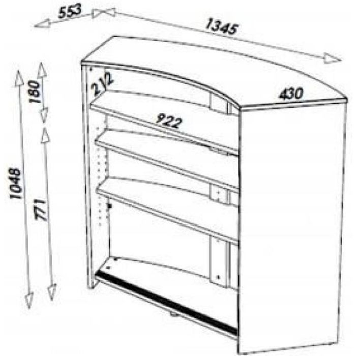 meuble bar, meuble comptoir blanc 135 cm - capitons 911 - l 134.5 x l 55.3 x h 104.8 cm
