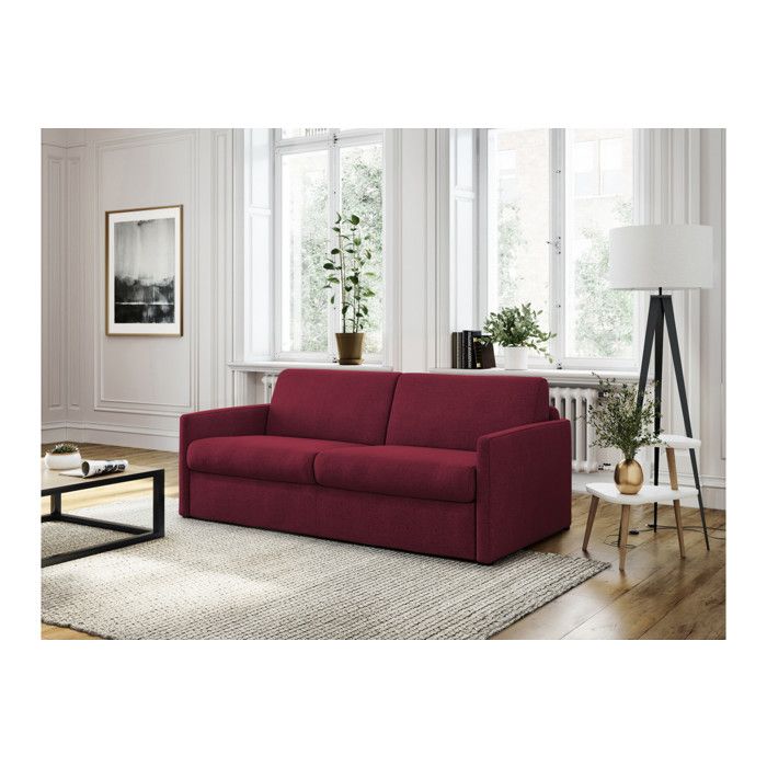 Canapé convertible express 3 places AGATHE Couchage Quotidienen Tissu - Bordeaux - Matelas 13cm - Couchage 140x190cm - LOUNGITUDE Canapé convertible express 3 places AGATHE Couchage Quotidienen Tissu - Bordeaux - Matelas 13cm - Couchage 140x190cm - LOUNGITUDE