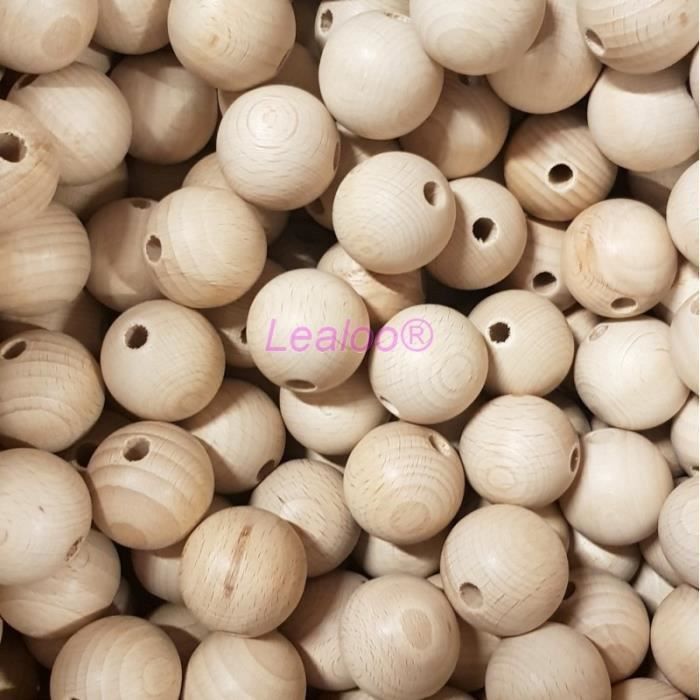 perçage 8 mm Lot de 3 Boules demi-percées 25 mm en bois de hêtre