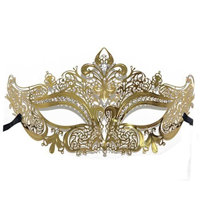 Masque Vénitien Dentelle Doré - Masque Carnaval Femme Élégant Avec Ruban Ajustable Pour Fêtes