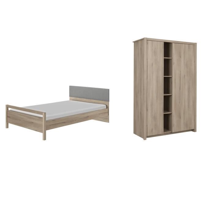 Lit Junior 120x200 Et Armoire 2 Portes Gami Ethan Bois Achat